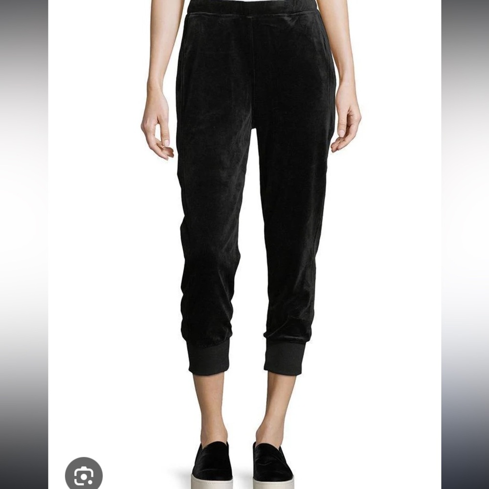 Vince Velour Joggers Pants Womens 4 Black Pockets Rib Cuff Comfort Career